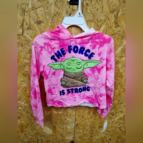 Star Wars Kids Pink Tie-Dye Hoodie with Yoda Design NWT Kids Medium - Picture 1 of 3